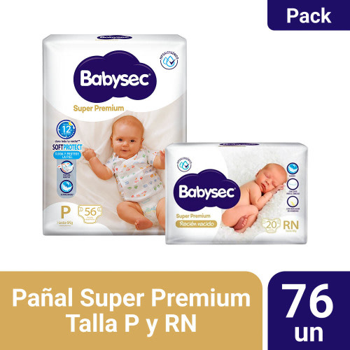 Pack Pañal Babysec Super Premium Talla RN + Talla P