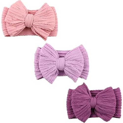 NUARTNOS Baby Nylon Headbands Soft Hair Bow Elastics Hairbands Accessories for Baby Girls Newborn Infant Toddler Kids (Purple)
