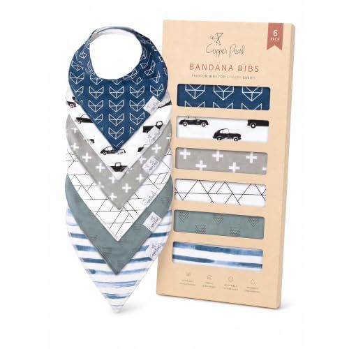 Copper Pearl Baby Bibs 4 Pack & 6 Pack, Bandana Drool Bibs for Baby Girl & Boy, Soft Cotton Bibs for Drooling and Teething