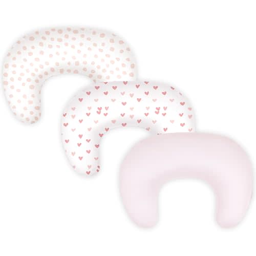 TotAha Nursing Pillow Covers Compatible with Updated Boppy Nursing Pillow | 3Pack Soft Stretch Breastfeeding Pillow Covers with Dual Zipper, Washable Replacement Slipcovers, Pillow Not Included (Pink)