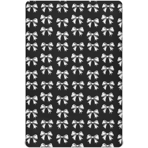 Caikeny Fitted Crib Sheet for Boys Girls Black White Bow Baby Crib Sheets Bassinet Sheets Crib Mattress Bed Sheets for Toddler Newborn Infant 52 X 28 in