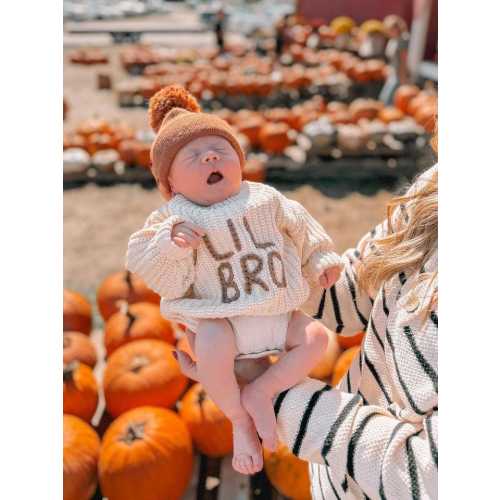 Hand embroidered  Lil Bro Sweater Hand embroidered sweater Customized Sweater Personalized Sweater Lil Bro Design on Newborn Sweater