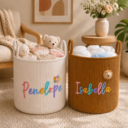 Personalized Name Laundry Basket • Baby Shower Gift • Toy Storage for Nursery • Newborn Gift  Organizer