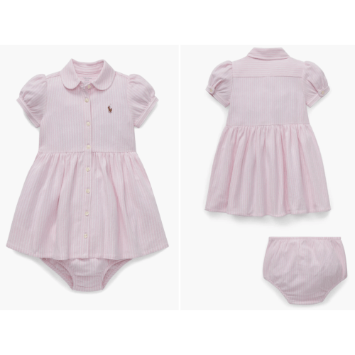 Oxford Stripe Cotton Piqué Dress & Bloomers