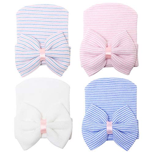 Sarfel Newborn Hats for Girls Hospital Hat Baby Girl Bows and Headbands Infant Beanie Nursery Caps