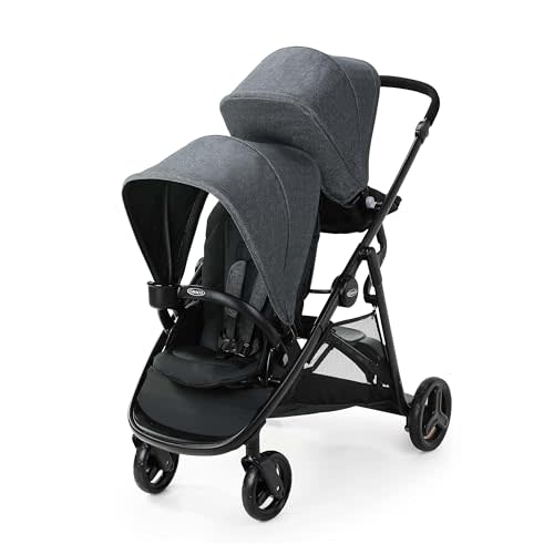 Graco Ready2Grow 2.0 Double Stroller, Twin Baby Stroller Features Bench Seat and Standing Platform Options, Compact Fold Perfect for Baby Travel, Rafa