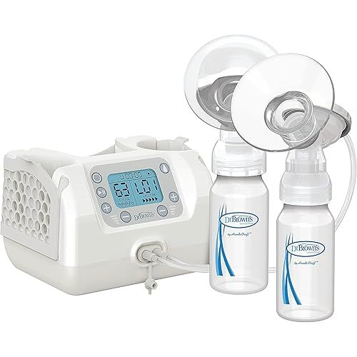 Dr. Brown's Customflow Hospital Strength Double Electric Breast Pump with Adjustable Settings, Includes Breast Milk Collection Bottles, Flanges & Other Pumping Essentials
