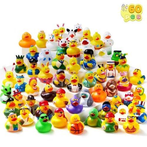Joyfy 60Pcs Rubber Ducks for Jeep, Mini Rubber Duckie Toys for Kids Baby Bath Shower Toys, Christmas Birthday Gifts, Party Favors, Easter Egg Stuffers