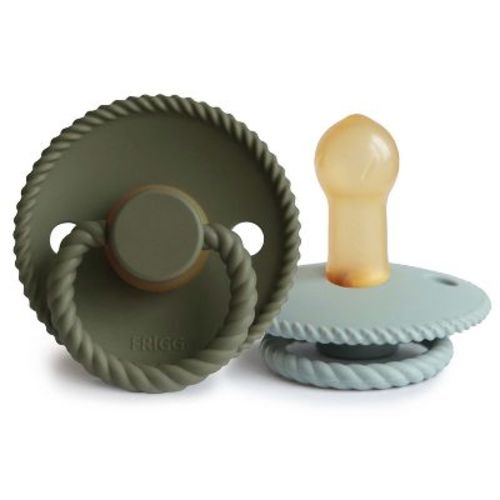 FRIGG Rope Natural Rubber Pacifier 2-Pack Olive/Sage 6-18 months