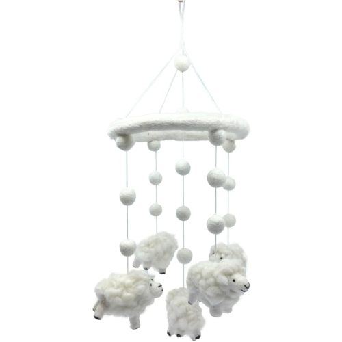Wool Sheep Lamb Nursery Mobile for Baby's Room Crib Decoration