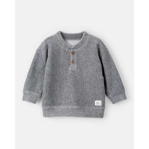 Baby Boy Ribbed Velour Pullover Sweatshirt - Grey - Carter's | Carter's