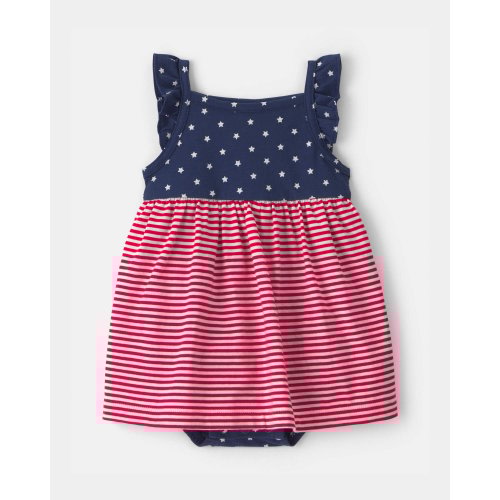 Baby Girl American Flag Sleeveless Bodysuit Dress - Red/Navy Blue | Carter's