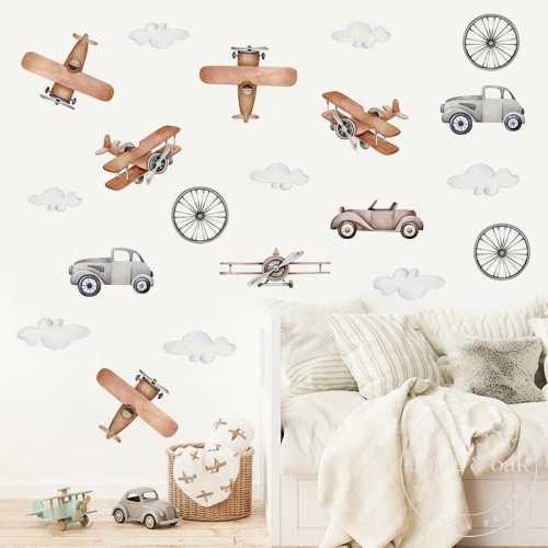 Airplane Nursery Wall Decals Kids Room Decals Boho Nursery Wall Sticker Aviation Nursery Boy Decor