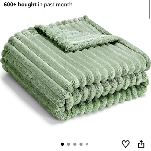Soft Fleece Baby Blanket Ultra Cozy Green Baby Blankets for Boys Warm and Lightweight Infant Toddler Newborn Receiving Gift with Reversible Stripes for Crib Stroller, 30x40 Inch, Sage Green
