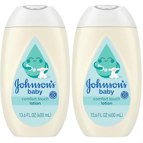 Johnson's Baby Comfort Touch Newborn Baby Face & Body Lotion, Silky Moisturizing Lotion, Toddler Essentials, Hypoallergenic, No added Parabens &Dyes, 13.6 fl. oz (Pack of 2)