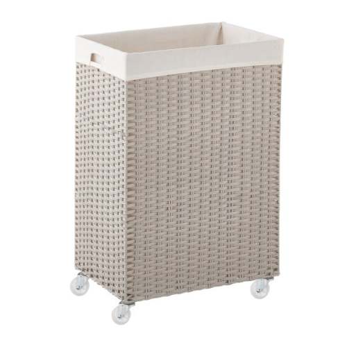 Grey Montauk Rolling Laundry Cart | The Container Store