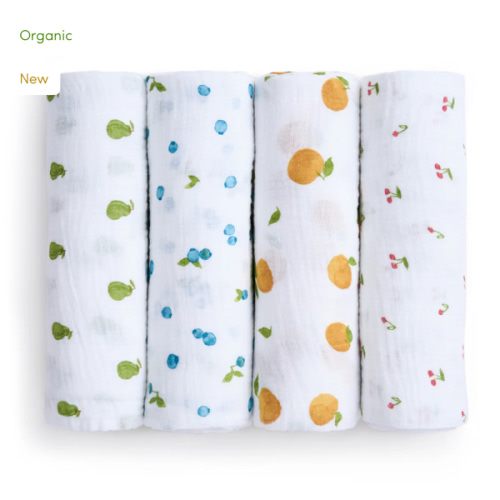 aden + anais fresh fruit organic cotton muslin swaddles 4 pack
