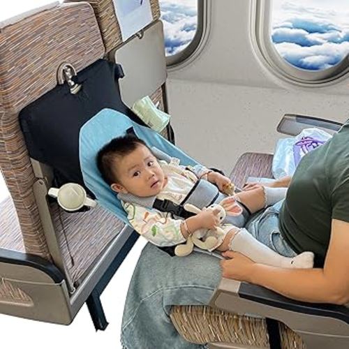Baby Airplane Bed, Baby Travel Essentials for Flying, Toddler Airplane Seat Extender Must Haves, Plane Portable Seat Foot Rest for Infant Under 8 Months(Blue)