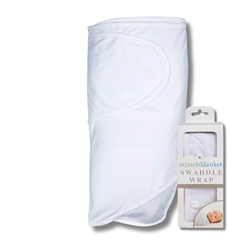 Miracle Blanket Swaddle Wrap – Help Your Newborn Sleep Longer – Soft & Secure Sleep Sack for Infants – Easy-to-Use Swaddling Blanket for a Calm Baby (White)