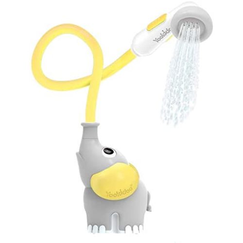 Yookidoo Baby Bath Shower Head - Elephant Water Pump with Trunk Spout Rinser - Control Water Flow from 2 Elephant Trunk Knobs for Maximum Fun in Tub or Sink for Newborn Babies (Yellow)