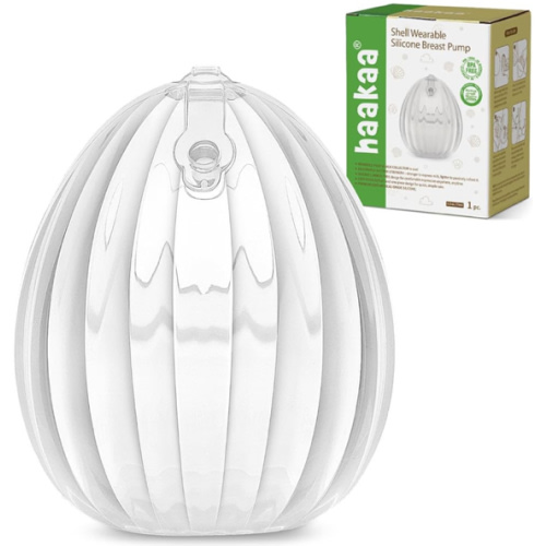 haakaa Shell Breast Pump, Wearable Manual Breast Pump - Hands Free, Passive Silicone Breastmilk Collection for Nursing Mom, Breastfeeding Leak Catcher, 75ml-1 pc