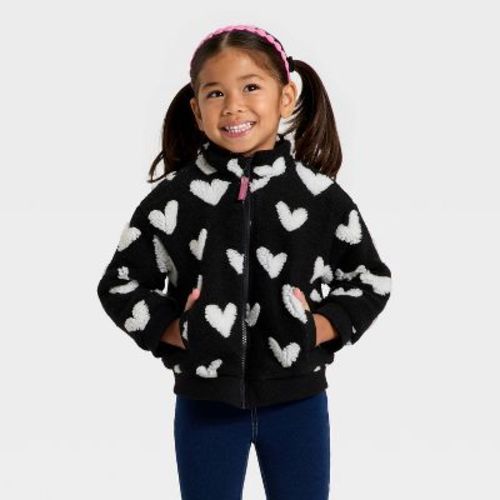 Toddler Girls' Heart Jacquard Cozy Fleece Jacket - Cat & Jack™ Black