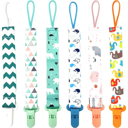 OnlyBP® Set 6 Baby Pacifier Holder Clip - Pacifier Clip for Boys and Girls Fits for Most Pacifiers - Protects Your Baby - Binkie Styles & Baby Teethers & Toys and Gift