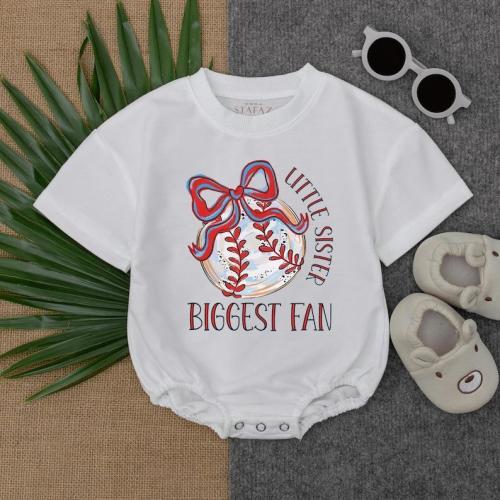Little Sister Baseball Fan Bubble Romper, Newborn Gift