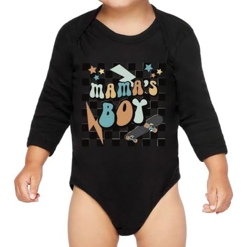 Mama's Boy Skater Baby Long Sleeve Onesie - Boys' Apparel - Cute Natural Style