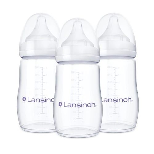 Lansinoh Anti-Colic Baby Bottles, 8 Ounce, 3 Count