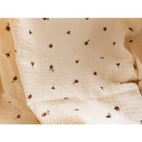 Floral Muslin Crib Sheets, Roses Baby Bedside Bassinet Sheet, Vintage Flowers / Shabby Chic Bedding, Nursery Fitted Cotton Sheet
