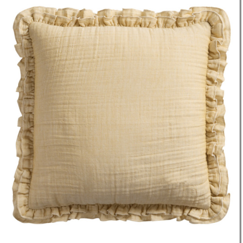 Cotton Chambray Ruffled Throw Pillow - World Market