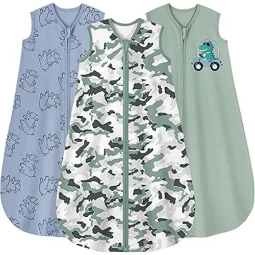 Yoofoss Baby Sleep Sack 0-6 Months Baby Wearable Blanket 100% Cotton 2-Way Zipper TOG 0.5 Toddler Sleeping Sack 3 Pack, Lightweight Sleep Sacks for Babies(Small)