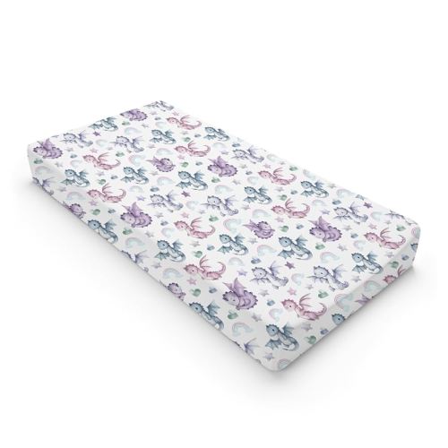 Fairytale Dragons Rainbow Love Stars Baby Changing Pad Covers Boy Girl 32''x16'' Cute Baby Dragons Hearts Fitted Diaper Change Table Mats Jungle Animals Soft Breathable Nursery Changing Table Sheets