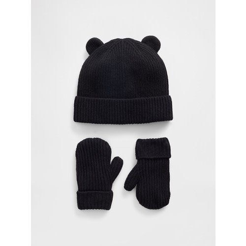 Baby & Toddler CashSoft Bear Beanie & Mittens Set
