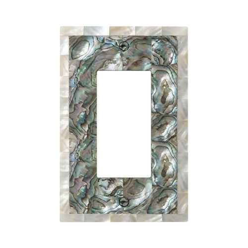 NOT 3D Matching Abalone Shell Rocker Light Switch Cover (PRINT) Coastal Mother of Pearl Decorator Wall Plate,  Ocean Inspired Home Decor