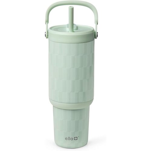 Ello Oasis Go+ 32oz Tumbler with Top Handle and Retracting Straw | Reusable Insulated Stainless Steel Cup, 100% Leakproof Water Bottle, 24 Hours Cold, Cup Holder Friendly For Travel | Jadeglow