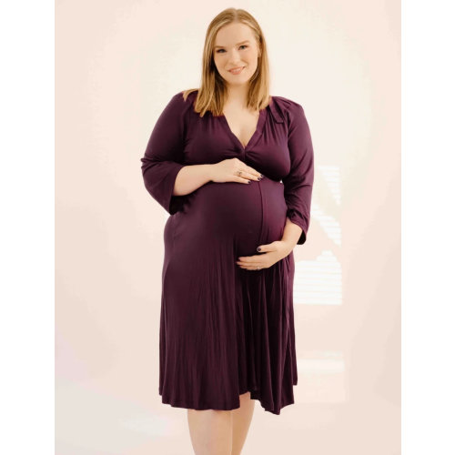 Lila Labor & Postpartum Gown in Plum