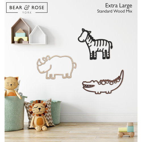 Safari Animal Wood Wall Art: Nursery Decor - Watering Hole Trio