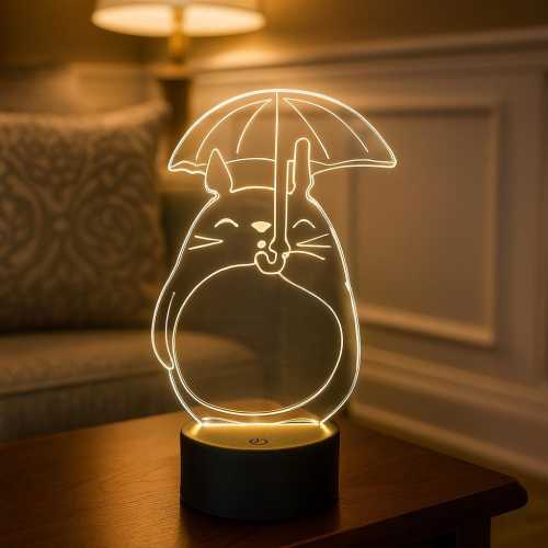Totoro LED Night Light • Studio Inspired Acrylic Lamp • Anime Room Decor