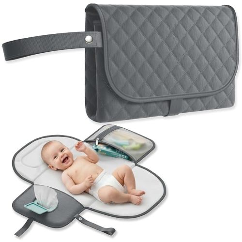 Portable Changing Pad, Baby Diaper Mat for Travel, Black