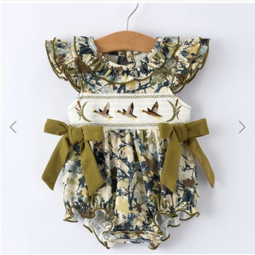 PREORDER Duck Smocking Embroidery Baby Girls Camouflage Romper – The Rocking Horse Co.