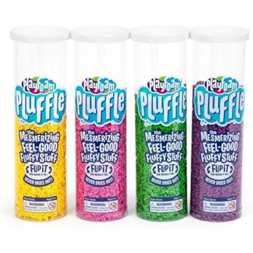 Educational Insights Pluffle® 4-Pack - Sensory Bin Foam Set, No Mess Alternative to Sand Toys & Slime for Toddlers, Fun Sensory Table Filler for Home or Classroom, Gift for Kids Ages 3+