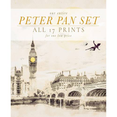 Peter Pan Nursery Gallery Art, Entire Set of PRINTABLE Peter Pan Kids Literary Decor, Second Star Quote, Neverland Map, Vintage Ships