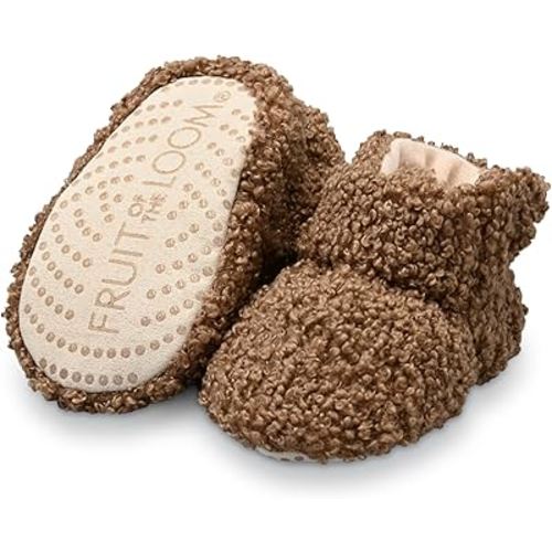 Fruit of the Loom Cozy Thermal Wrap Booties with Non-slip Grips for Baby Girls, Boys, Unisex -