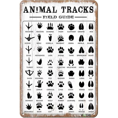 Funny Retro Metal Tin Sign,Animal Tracks Field Guide,12X8 Inch