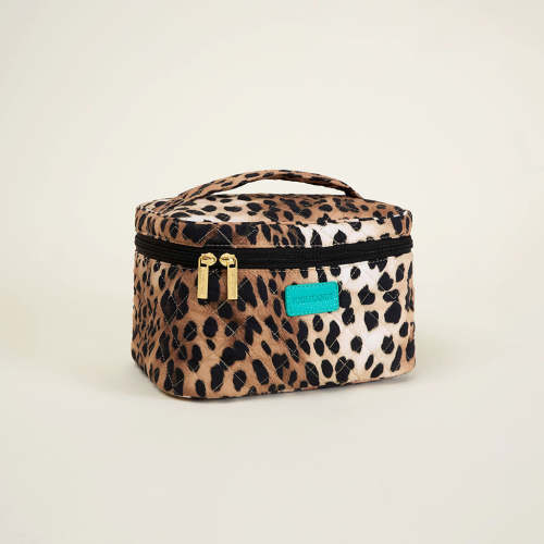 Leopard Beige Loretta Leopard Quilted Cosmetic Bag | Posh Peanut®