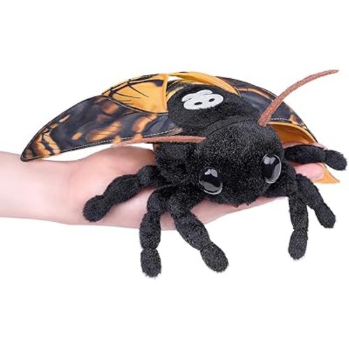 FRANKIEZHOU Luminous Deaths Head Hawk Moth Stuffed Animal Toy-6.7in,Yellow with Lanyard, Moth Plush Toy,Bag Decoration