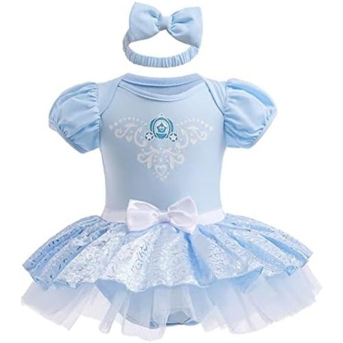 Baby Girls Snow White Belle Sofia Birthday Princess Christmas Halloween Costume Bodysuit Romper Tutu Dress w/Headband