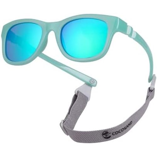 COCOSAND Baby Sunglasses with Strap UV Protection Flexible Square Frame for 0-12 Months Newborn Infant Boys Girls